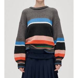 NEW STINE GOYA crewneck chunky sleeve sweater in grey